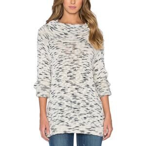 New Michael Lauren L Jase Sweater Oversized Cowl Marled Knit Cream Gray Pullover